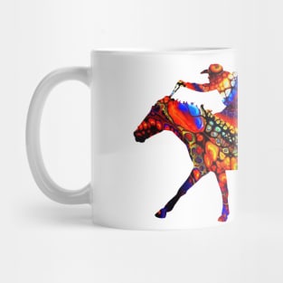 Cowgirl Barrel Racing on Galloping Horse with Marble Background Mug